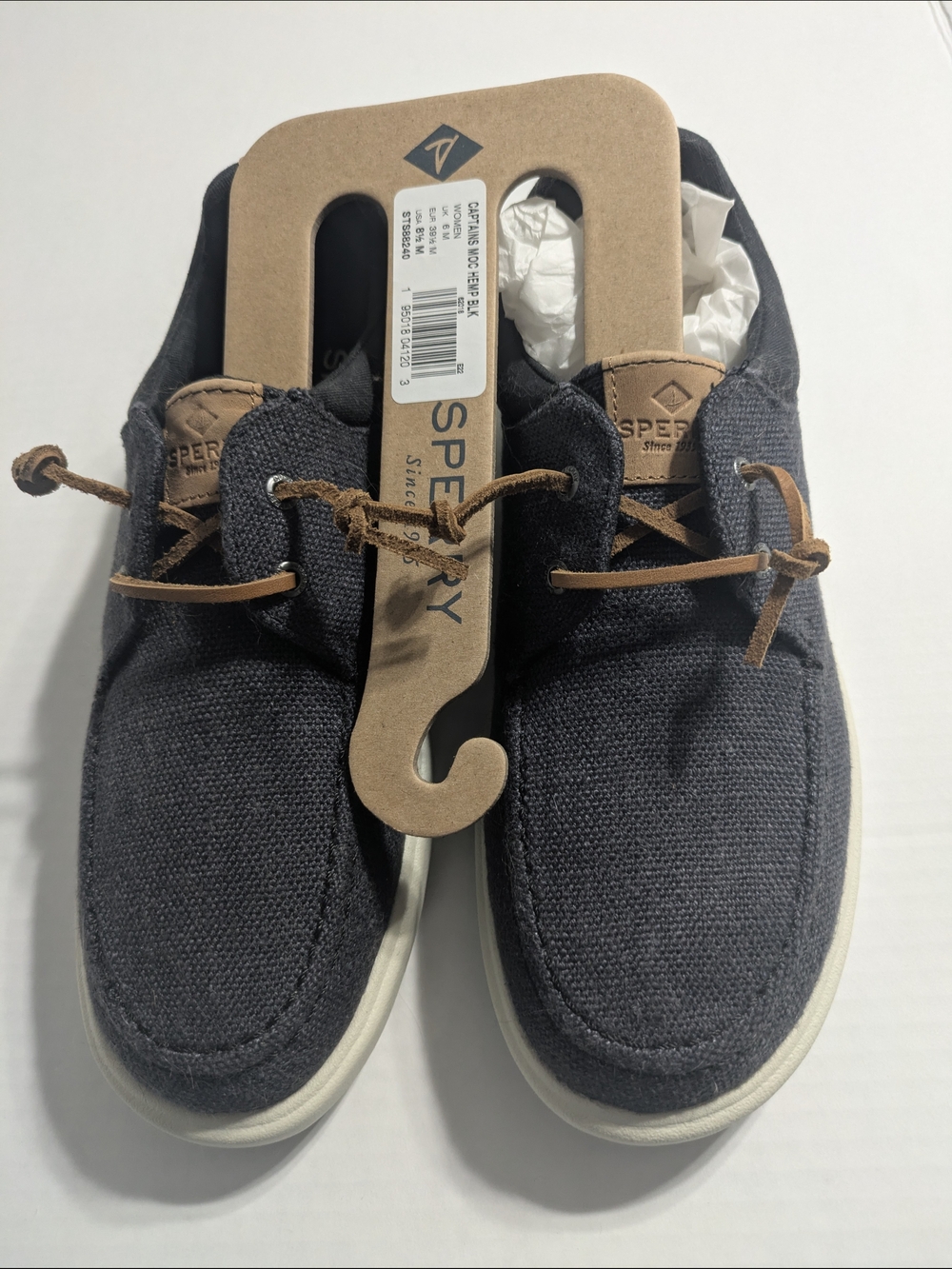 Sperry Navy Canvas Boat Shoes with Tan Leather Laces